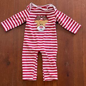 Festive Striped Reindeer Kids Footie